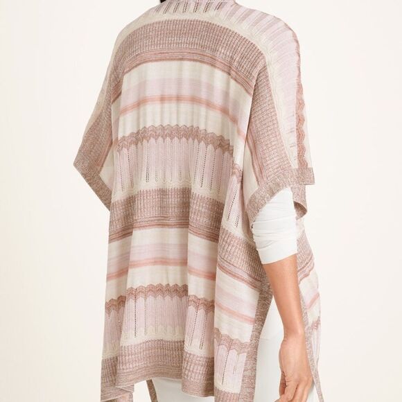 Chico’s Size Large/XL Pink Shimmer Shine Stripe Ruana Wrap Cardigan - Picture 3 of 11